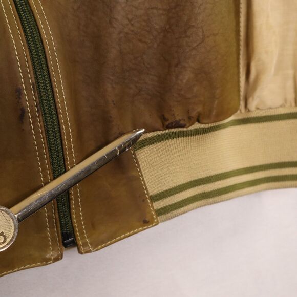 Vintage 70's 80's Brioni ROMA Calfskin Leather Linen Cotton Silk Jacket Men's 44 - Picture 4 of 16